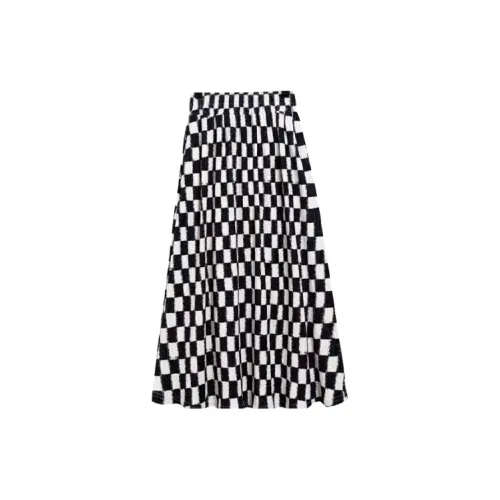 EOEI Casual Long Skirts Women's Plaid