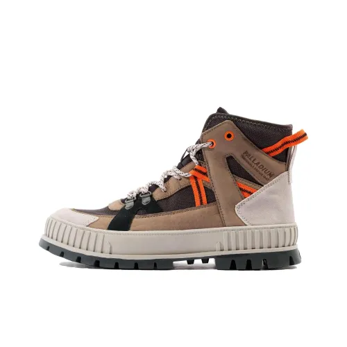 Palladium Anti Slip Wear Resistant High Top Hiking Shoes Men's Gray Brown