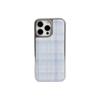 Sopi Acrylic Material Glue Drip Blue Pink Plaid Phone Cases Compatible With IPhone 16/15 Pro Max/Apple 13/14 Pro/Max
