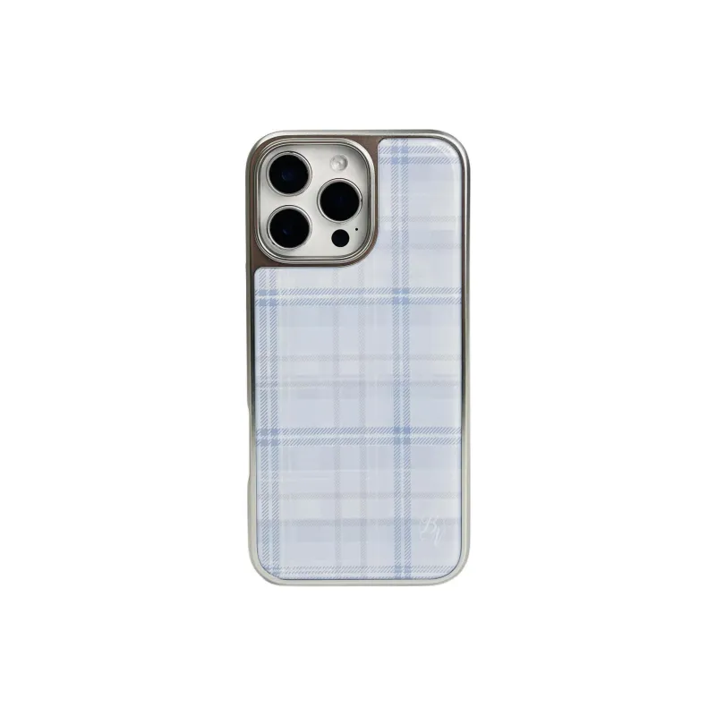 Sopi Acrylic Material Glue Drip Blue Pink Plaid Phone Cases Compatible With IPhone 16/15 Pro Max/Apple 13/14 Pro/Max-0