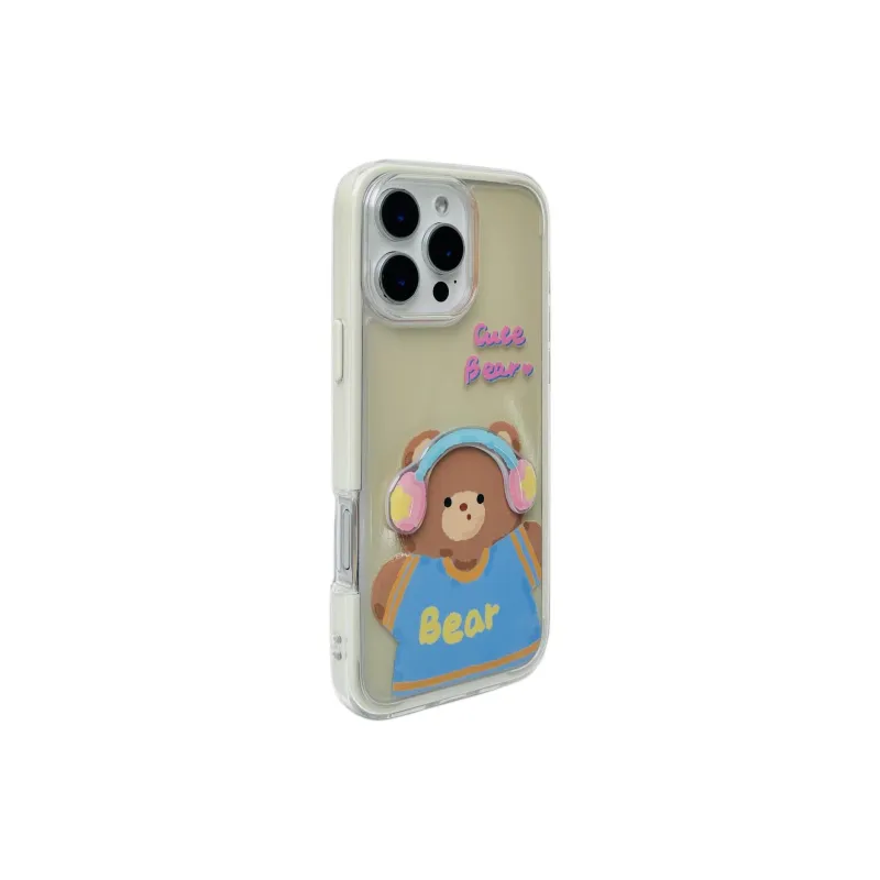 Sopi Acrylic Material 2 in 1 Brown Bear Phone Cases Compatible With IPhone 16/15 Pro Max/Apple 13/14 Pro Max Collection-1