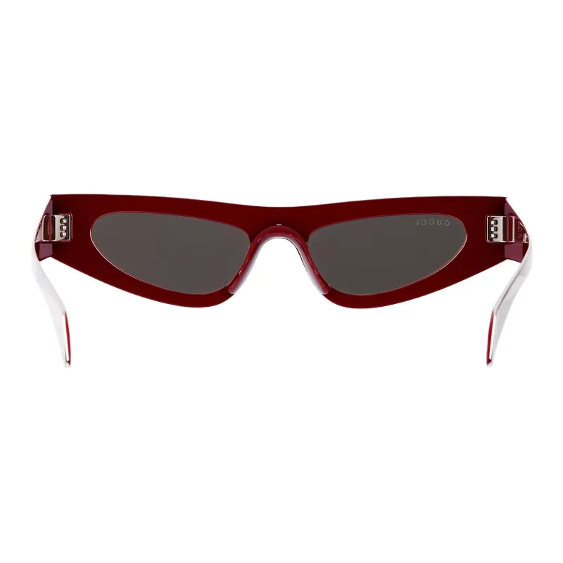 GUCCI Metal Enamel Irregular Shape Sunglasses Women's Silver-3
