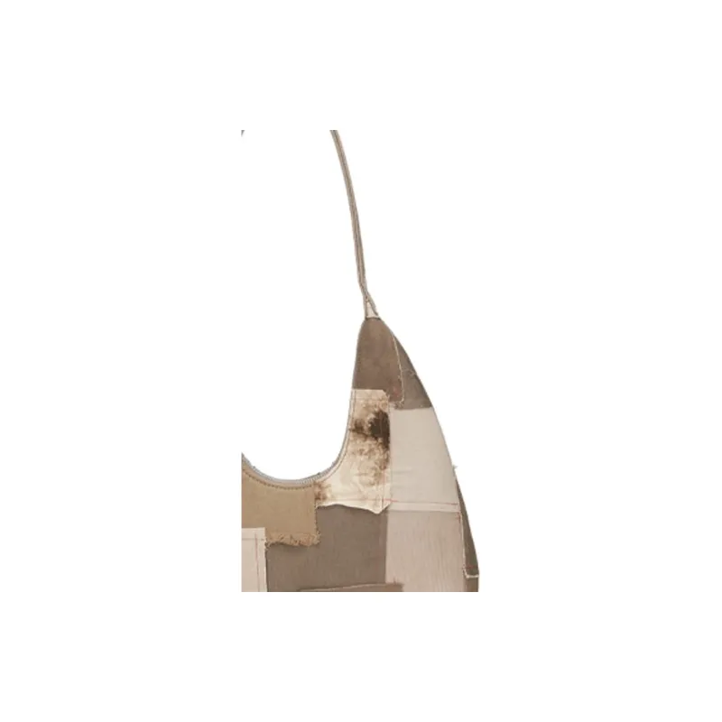 Emotional World Canvas Patchwork Canvas Bag Handbag Shoulder Bag Large Size Unisex Brown/Beige/Dark Brown-2