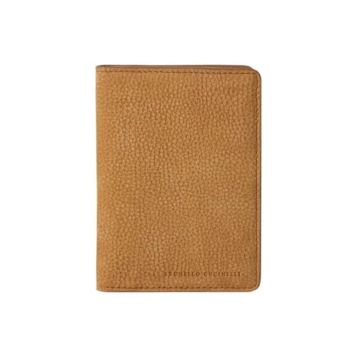Brunello Cucinelli Cowhide Leather Passport Holder Men's Ochre