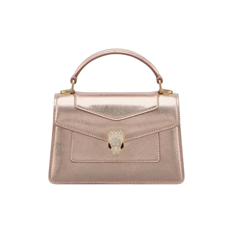 BVLGARI Serpenti Forever Cow Leather Shoulder Bag Crossbody Bag Handbag Mini Women's Pink-0