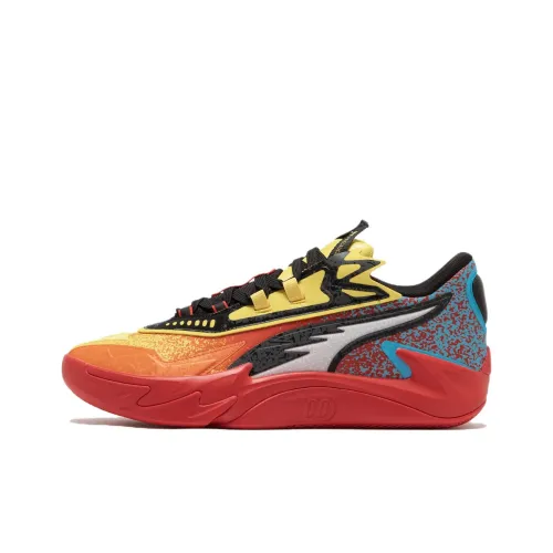 PUMA Scoot Anti Slip Wear Resistant Low Top Basketball Shoes Unisex Orange Yellow