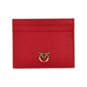 PINKO Calfskin Card Holder Women's Red