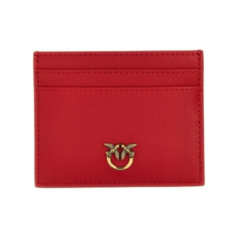 PINKO Calfskin Card Holder Women's Red-0