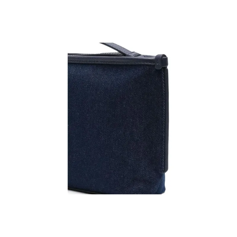 BALLY Canvas With Leather Quality Canvas Bag Clutch Women's Marine Blue-4