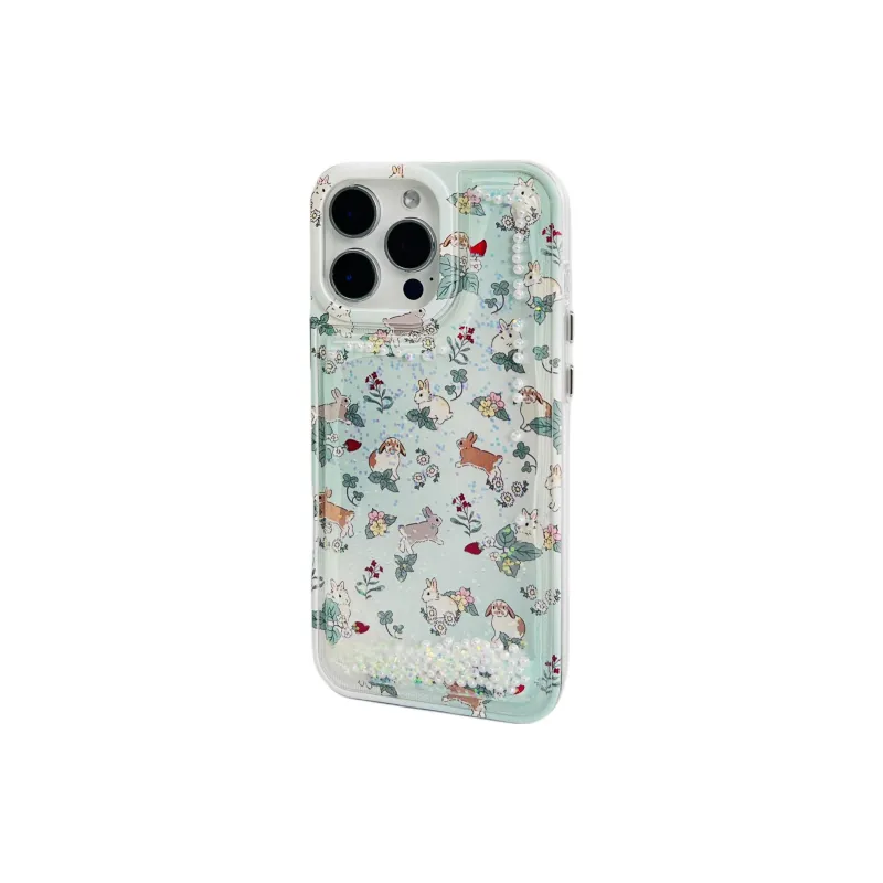 Wei Xin TPU Material Green Base Leaf Small Rabbit Phone Cases Compatible With IPhone 16/15 Pro Max/Apple 13/14 Pro/Max-2