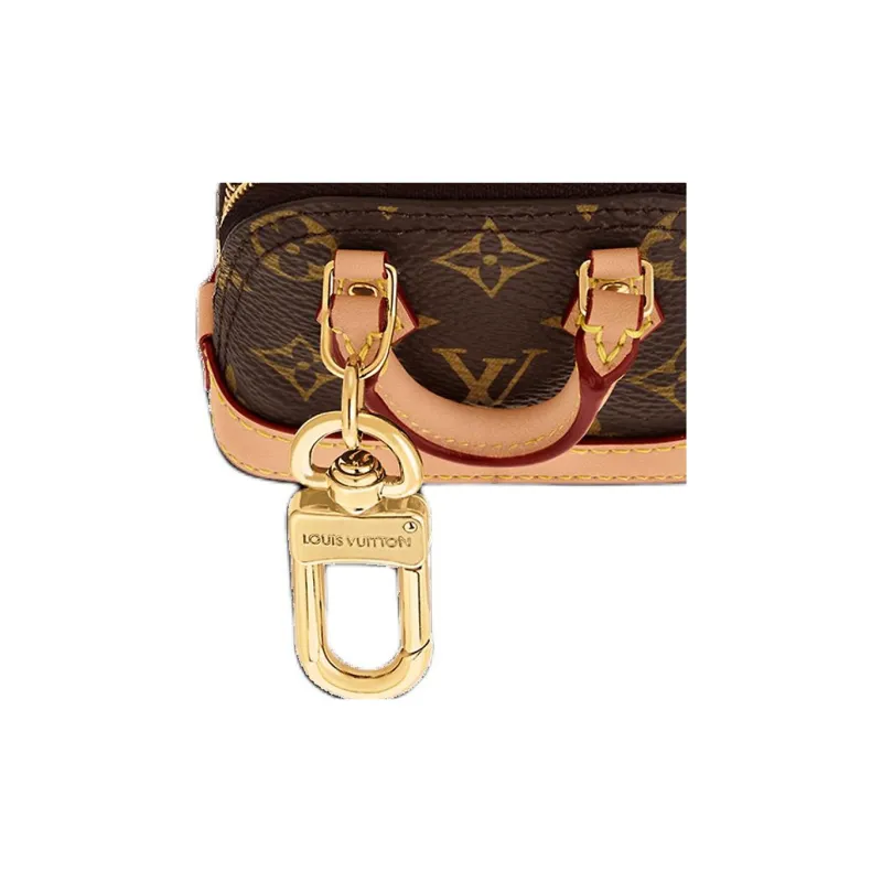 LOUIS VUITTON Alma Coated Canvas With Cow Leather Accessory Bag Charm Bag Merch Women's Brown-4
