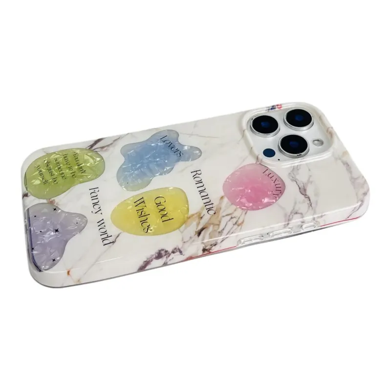 Sopi Acrylic Material Marble Texture Multicolor Phone Cases Compatible With IPhone 16/15 Pro Max/Apple 13/14 Pro/Max-3