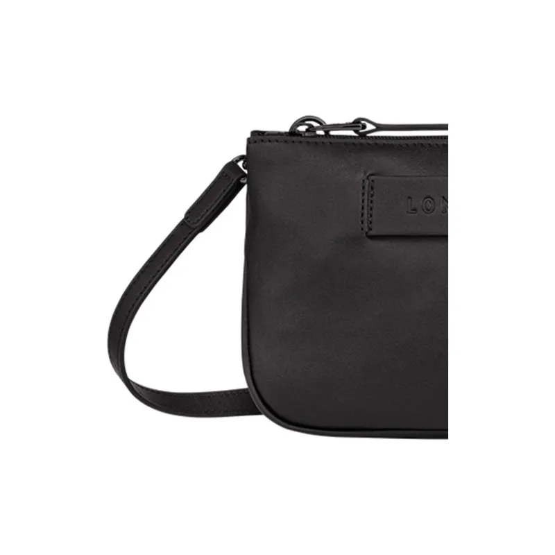 LONGCHAMP 3D Leather Shoulder Bag Crossbody Bag Women's Black-3