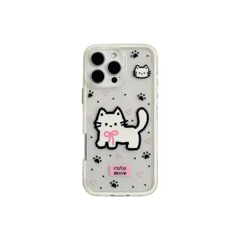 Wei Xin Acrylic Material Pixel Cats Phone Cases Compatible With IPhone 16/15 Pro Max/Apple 13/14 Pro/Max