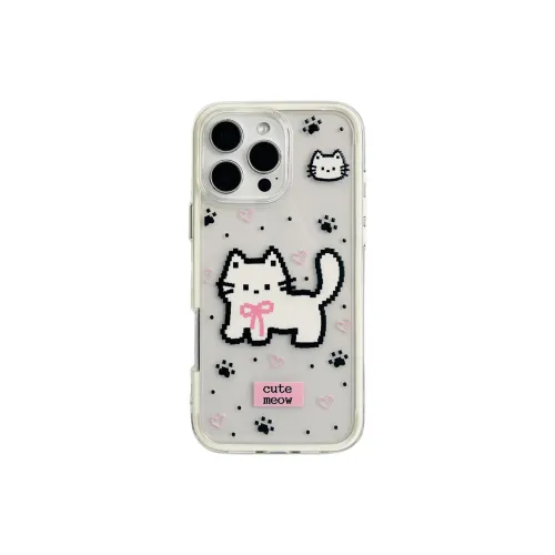 Wei Xin Acrylic Material Pixel Cats Phone Cases Compatible With IPhone 16/15 Pro Max/Apple 13/14 Pro/Max
