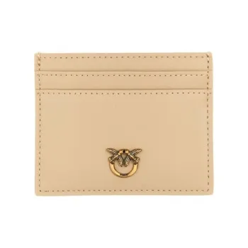 PINKO Calfskin Card Holder Women's Beige