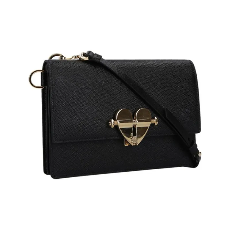 PRADA Leather Clutches Crossbody Bag Shoulder Bag Women's Black-1