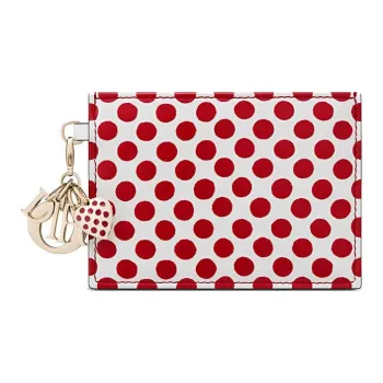 DIOR Lady Dior Cow Leather Card Holder Card Holder Women's Red White