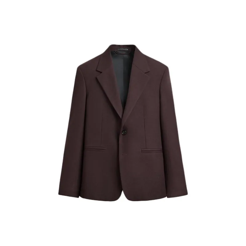 ZARA Business Suit Men's Burgundy Burgundy-0