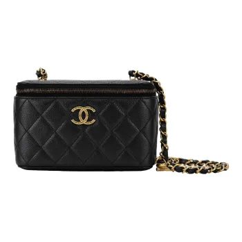CHANEL Diamond Pattern Leather One Shoulder Crossbody Clutches Women's Black