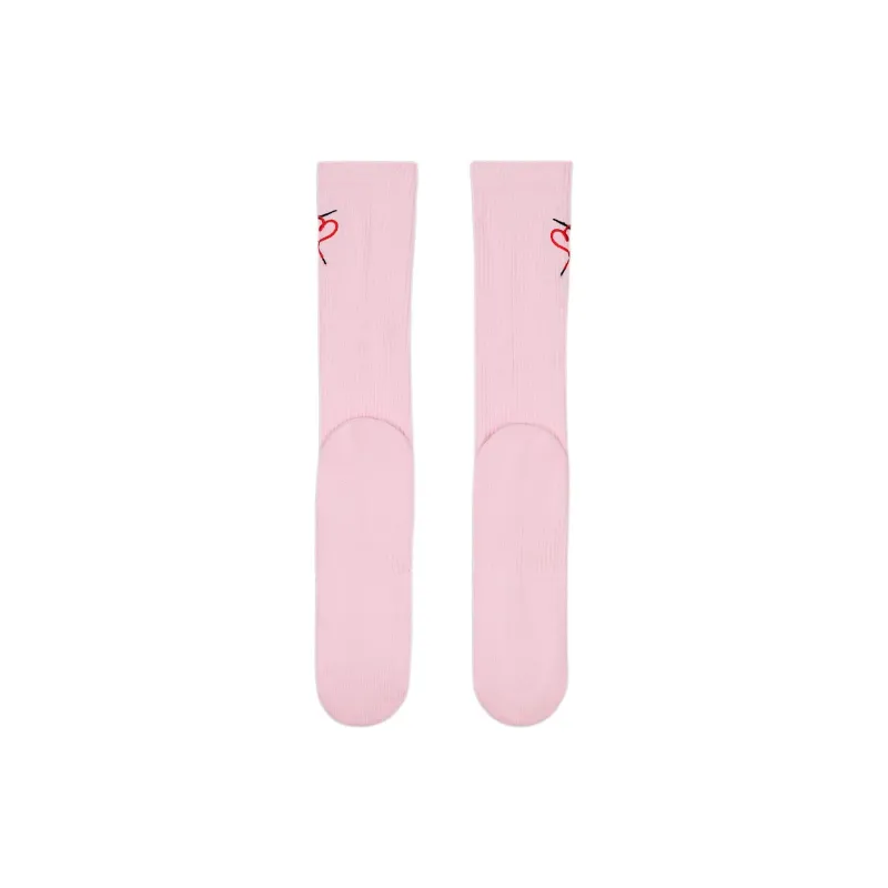 Nike Mid Calf Socks Unisex 1 Pack Foam Pink/University Red/Black-2