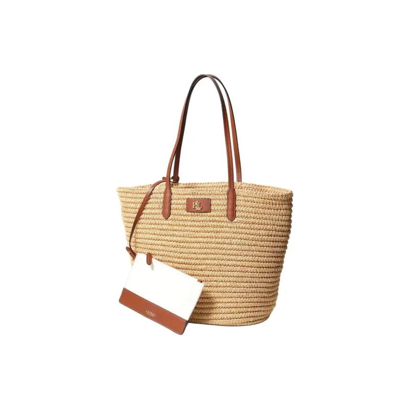 LAUREN RALPH LAUREN Straw Woven Shoulder Bag Tubas Women's Beige & Brown-1