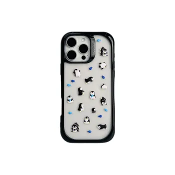 Wei Xin TPU Material Penguin Kitten DIY Sticker Phone Cases Compatible With IPhone 16/15 Pro Max/Apple 13/14 Pro/Max