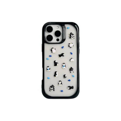 Wei Xin TPU Material Penguin Kitten DIY Sticker Phone Cases Compatible With IPhone 16/15 Pro Max/Apple 13/14 Pro/Max