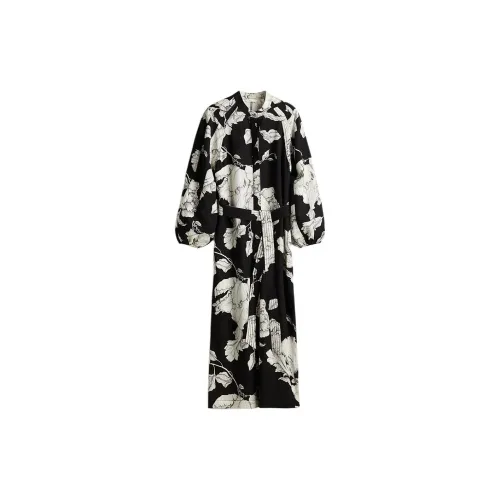 H&M Long Sleeved Dresses Women's Black/White Floral