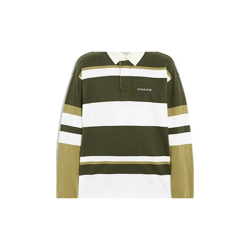 COACH Polo Shirts Men Olive Green-2