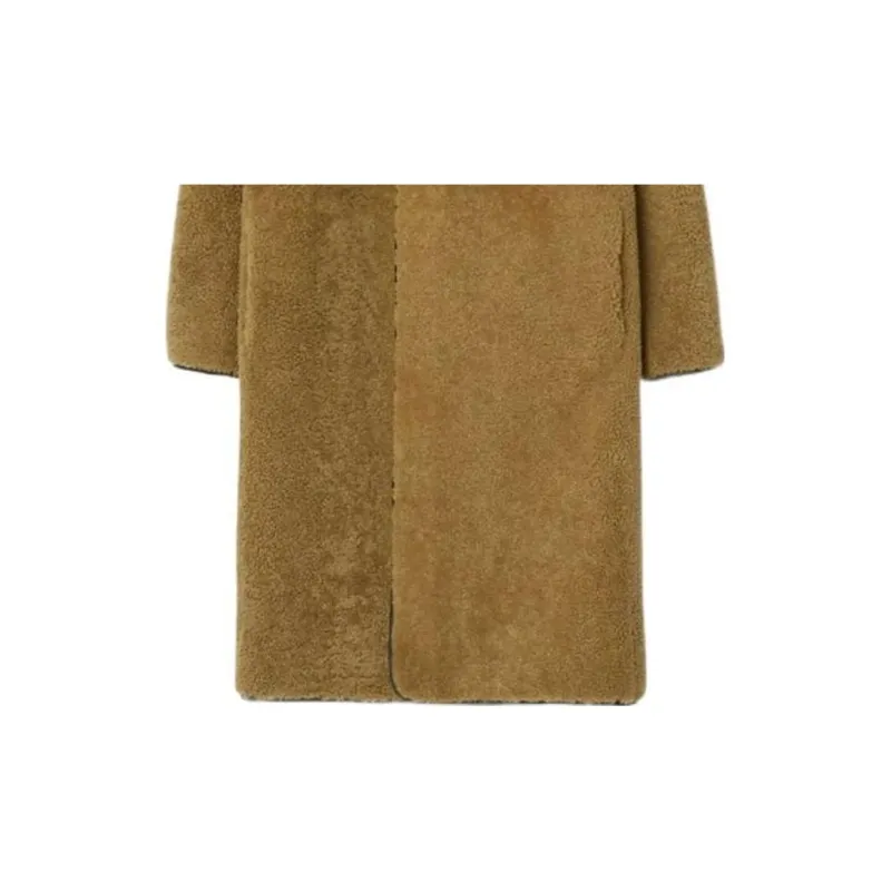 Burberry Collarless Shearling Maxi Coat-3