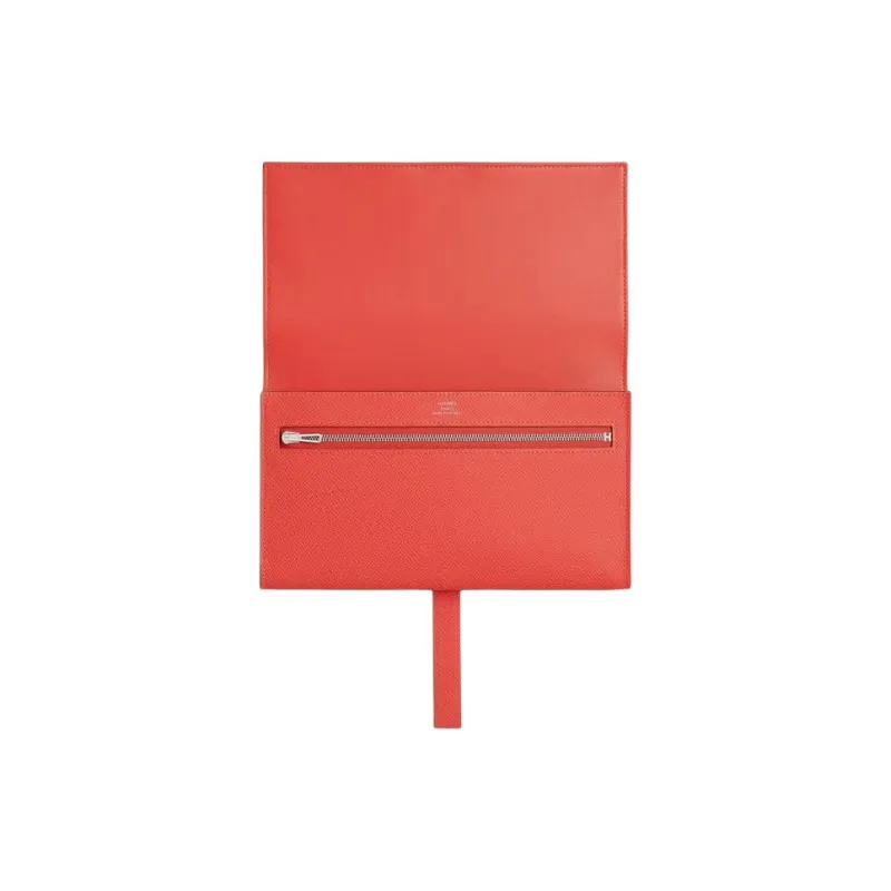 HERMES H Passant Epsom Calfskin Wallet Women's Orange-1