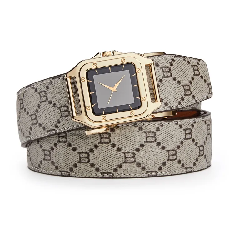 GUSKI Cow Leather Belt Husband-Like Style Monogram Belt. Men's Gunmetal Gold Silver Width: 3.5cm-6