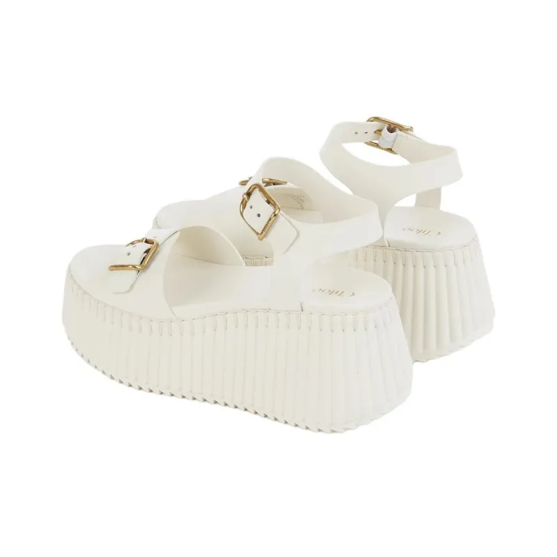 Chloe Nama Strap Sandals 8cm Women's White-3