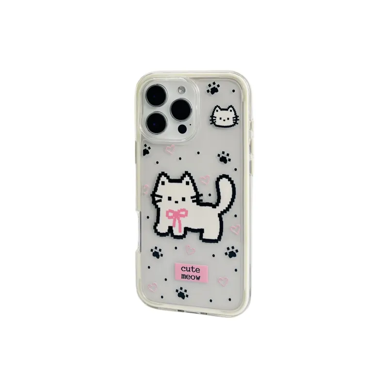 Wei Xin Acrylic Material Pixel Cats Phone Cases Compatible With IPhone 16/15 Pro Max/Apple 13/14 Pro/Max-2