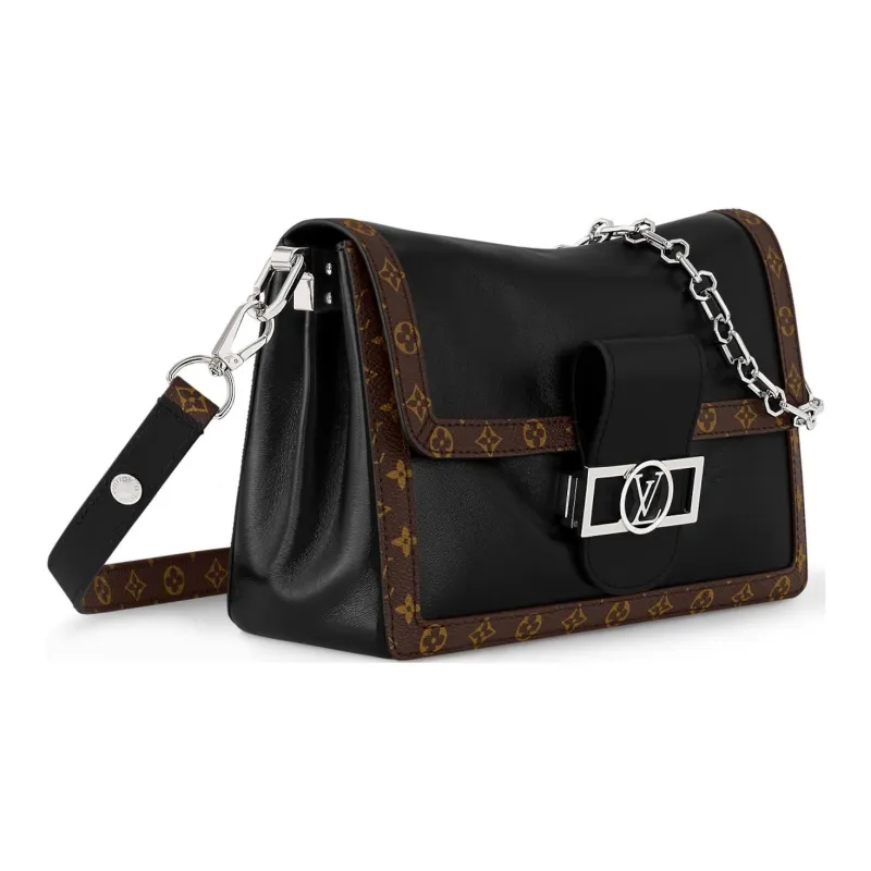 LOUIS VUITTON Dauphine Sheepskin Shoulder Bag Medium Size Women's Black-1