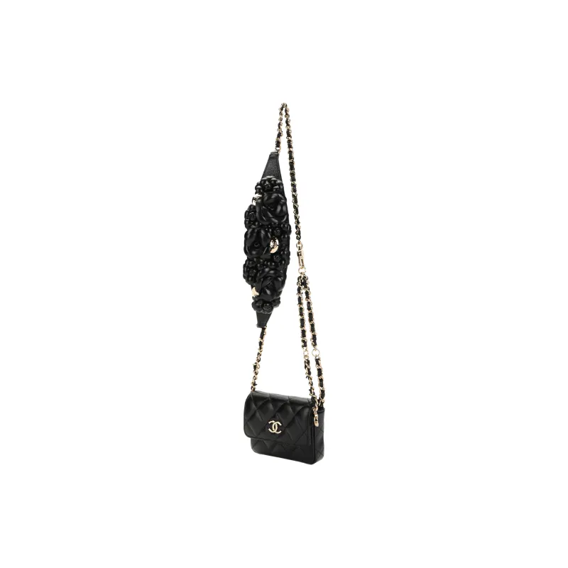 CHANEL Sheepskin Fanny Pack Women's Black-1