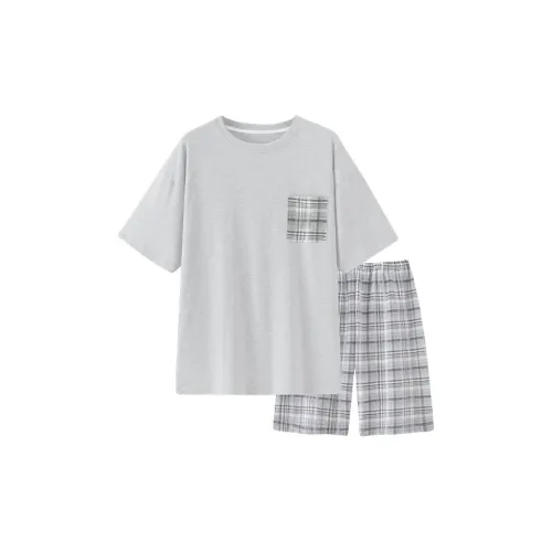 JINXU Pajama Set Men's Light Gray