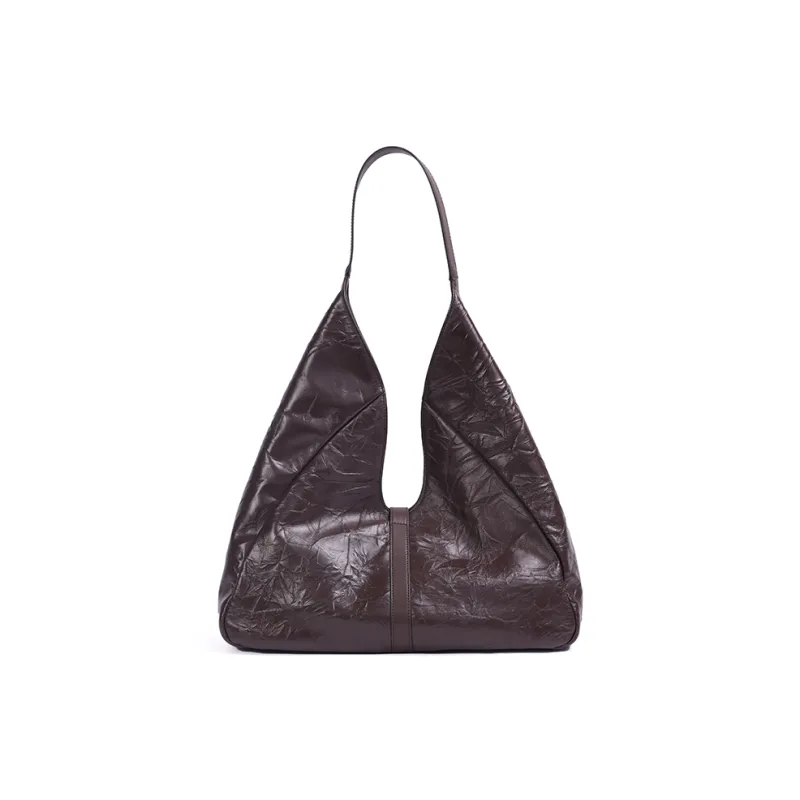 Folli Follie Top Grain Cow Leather Commute Tote Shoulder Bag Medium Size Women's Brown-2