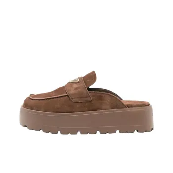 PRADA Closed Toe Slippers 5cm Women's Brown