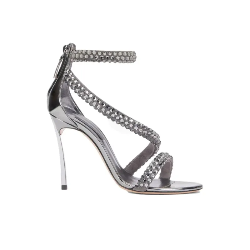 Casadei Blade Alice Strap Sandals 10cm Women's Silver-1