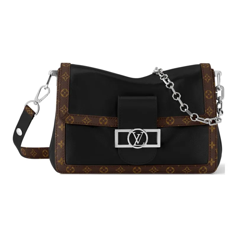 LOUIS VUITTON Dauphine Sheepskin Shoulder Bag Medium Size Women's Black-0
