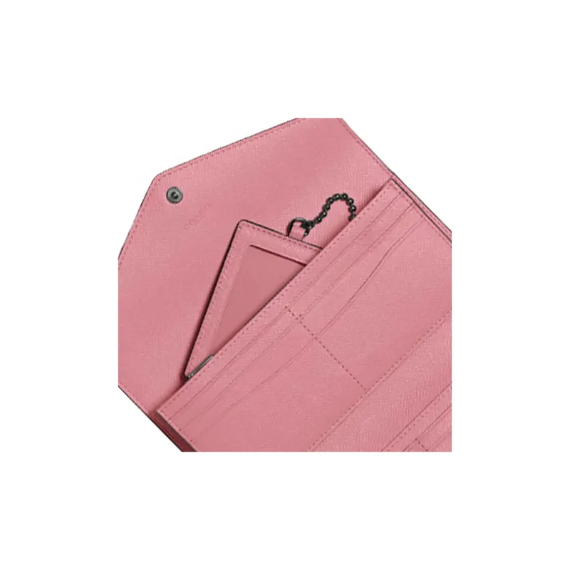 COACH Trifold Wallet Leather Wallet Women's Dry Rose Pink Color-2