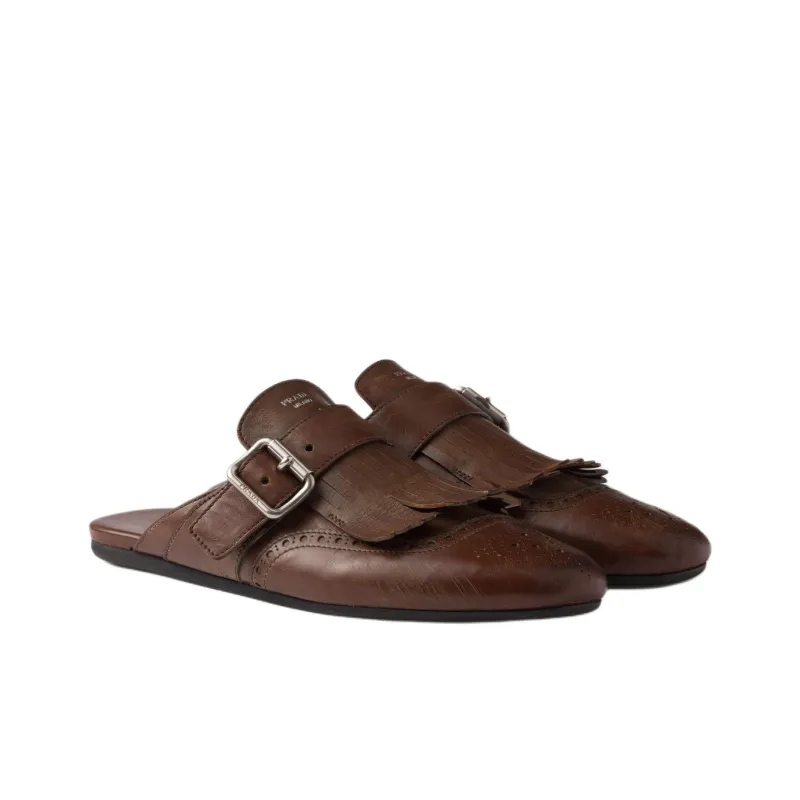 PRADA Closed Toe Slippers Women's Brown-2