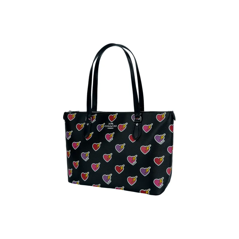 COACH Gallery Coated Canvas Tote Bag Shopping Bag Shoulder Bag Handbag Large Size Women's Black-2