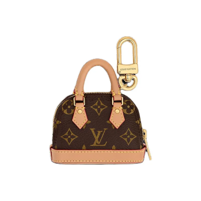 LOUIS VUITTON Alma Coated Canvas With Cow Leather Accessory Bag Charm Bag Merch Women's Brown-0