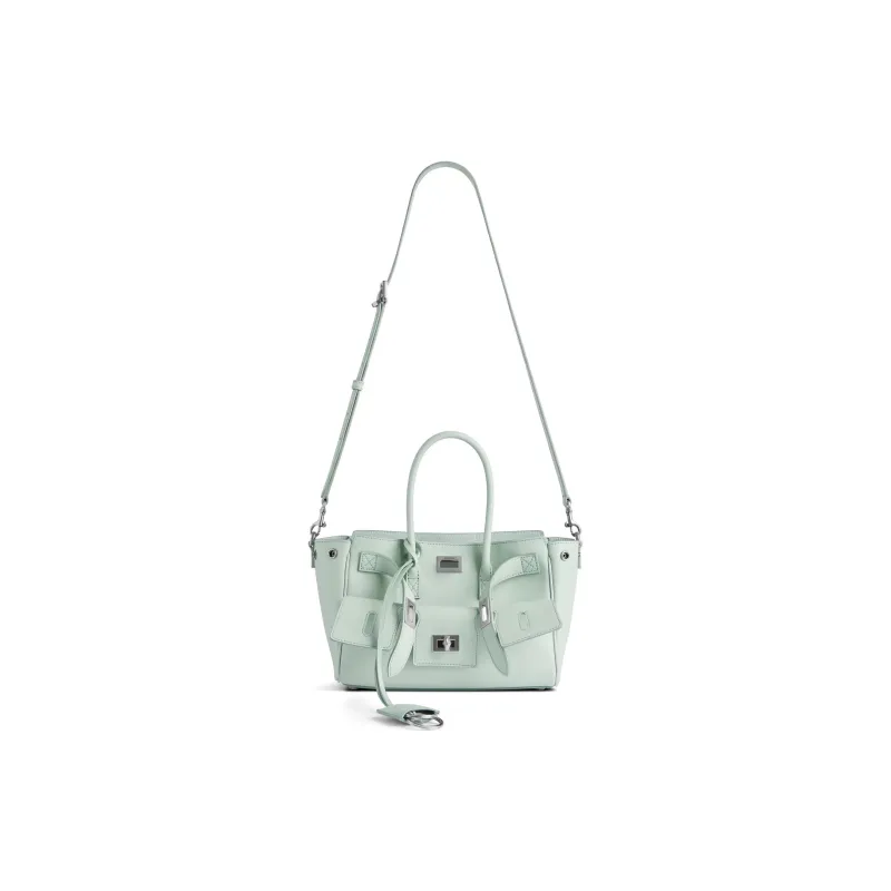 Balenciaga Bel Air Calfskin Tote Bag, Single Shoulder Handbag Mini Women's Mineral Green-2