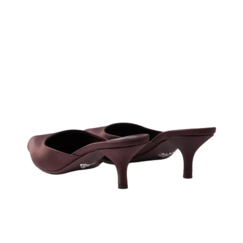 PRADA Closed Toe Slippers 5.5cm Women's Burgundy-3