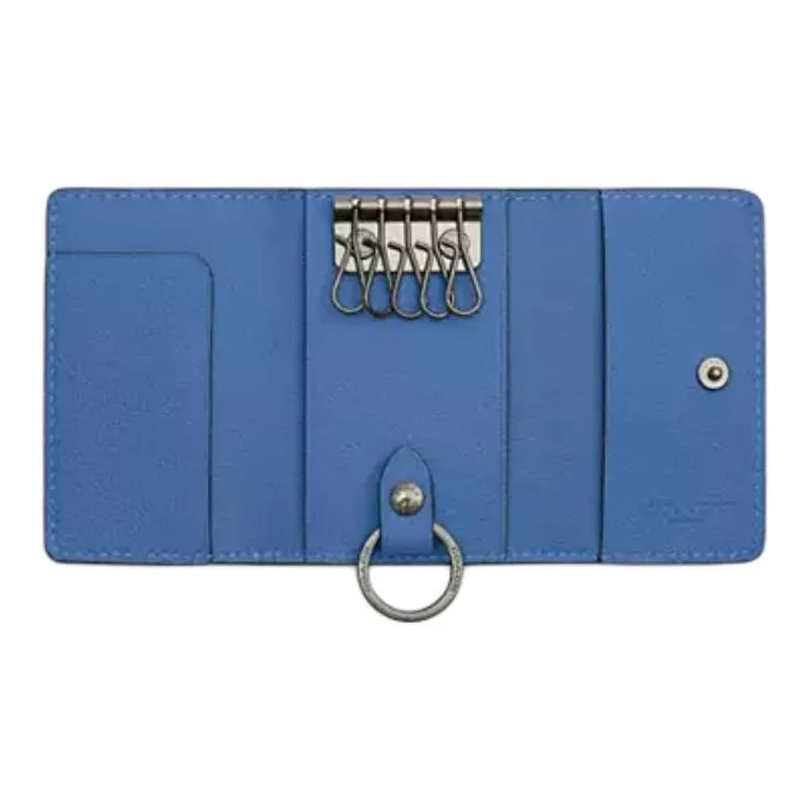 COACH Leather Key Pouch Mini Unisex Blue-1