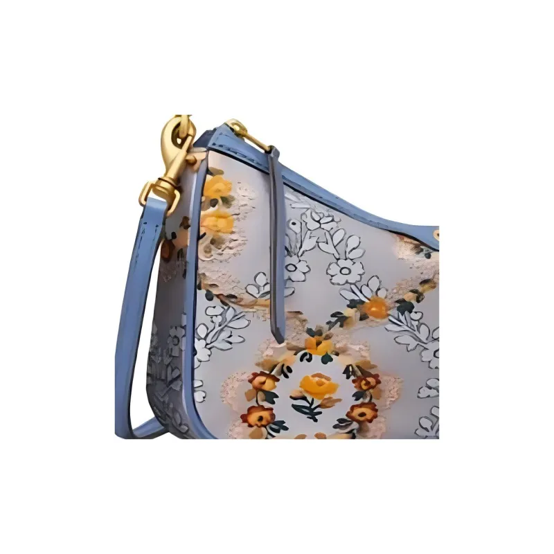 TORY BURCH T Monogram Brocade With Leather Fabric Portable Crossbody Bag, Shoulder Bag Women's Frost Ice Blue-2